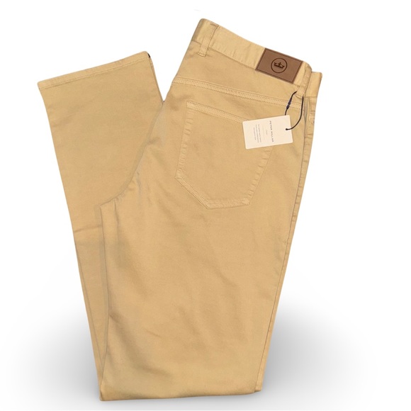 Peter Millar Ultimate 5-Pocket Straight Leg Sateen Pants Beige / Khaki - Picture 14 of 14